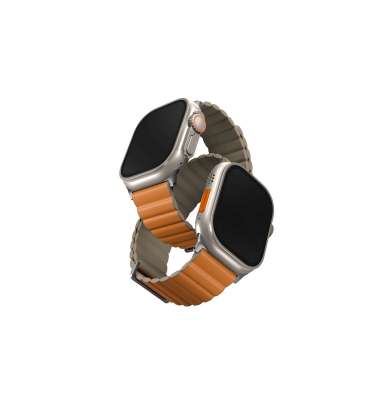 UNIQ Revix Premium Edition Reversible Magnetic řemínek pro Apple Watch 49/45/44/42MM oranžový/khaki