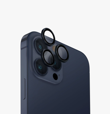 UNIQ OPTIX hliníkové ochranné sklo na čočku fotoaparátu na iPhone 15 Pro Max - DEEP NAVY (DARK BLUE)